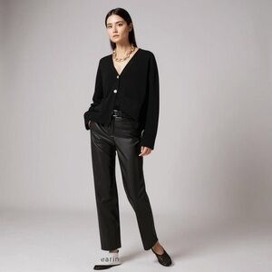 J.CREW  Kate Straight Leg Pant In Faux Leather Black Grunge Office Career 10